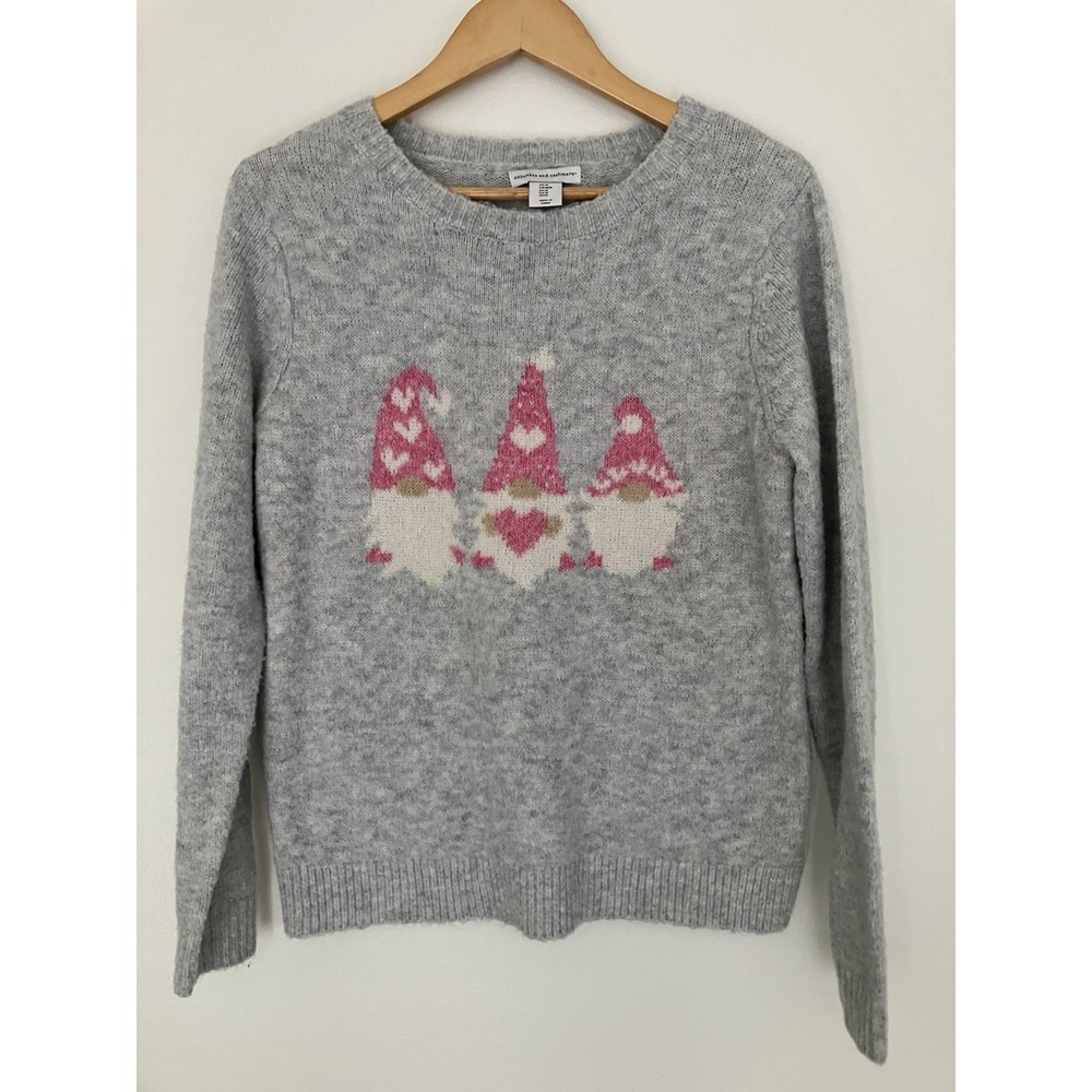 Cupcakes And Cashmere Valentine Heart Gnomes Sweater Size Medium Cozy & Hygge